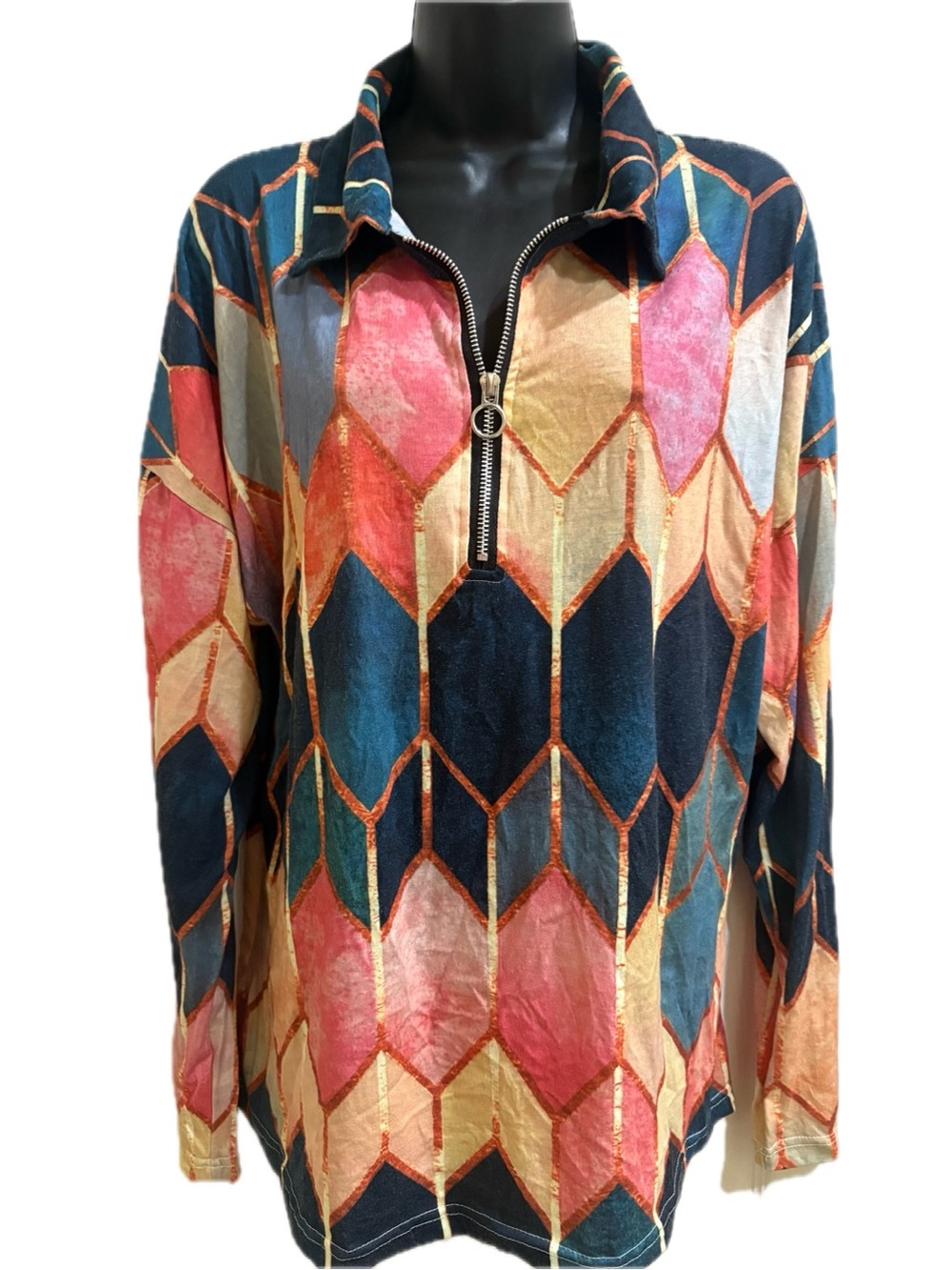 Women's Multicolor Geometric Half-Zip Sweater⭐️NWT⭐️